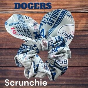 Los Angeles Dodgers Baseball Team Handmade Scrunchie W/ Attachable Bow/ Hair